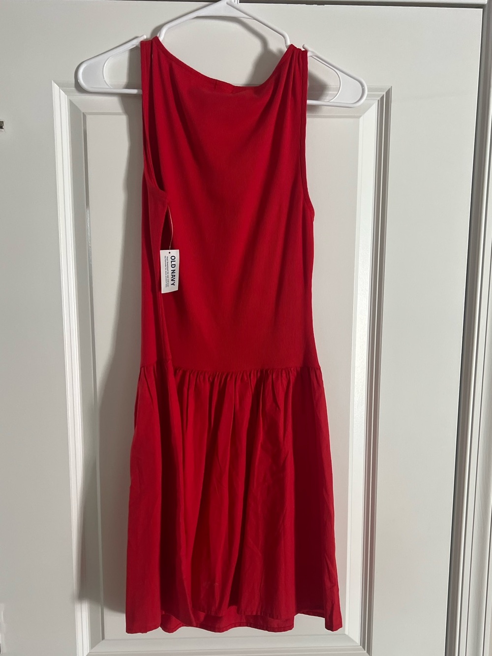 Old Navy Red Sleeveless Drop-Waist Dress